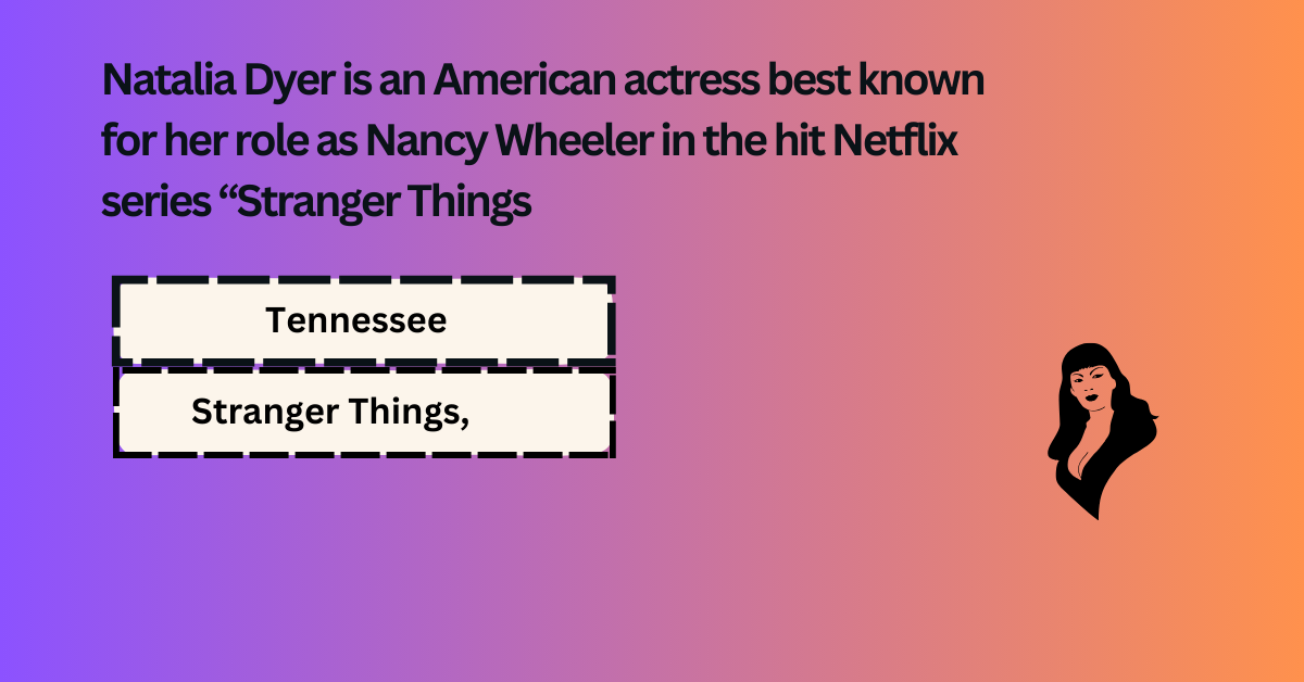 Natalia Dyer is an American actress best known for her role as Nancy Wheeler in the hit Netflix series "Stranger Things." With a career that began in indie films, Dyer has gained widespread recognition for her work on the show, showcasing her talent and versatility as an actress.